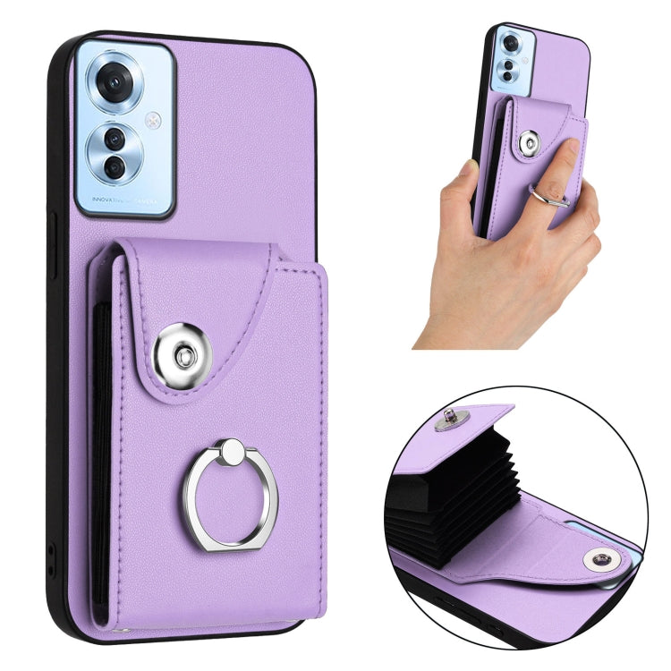 For OPPO Reno11 F Thai Version Organ Card Bag Ring Holder PU Phone Case