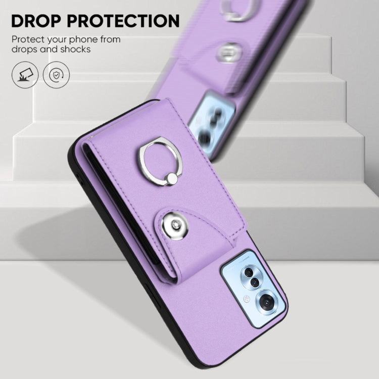 For OPPO Reno11 F Thai Version Organ Card Bag Ring Holder PU Phone Case