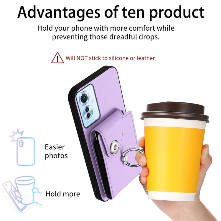 For OPPO Reno11 F Thai Version Organ Card Bag Ring Holder PU Phone Case