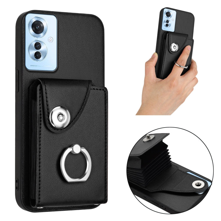 For OPPO Reno11 F Thai Version Organ Card Bag Ring Holder PU Phone Case