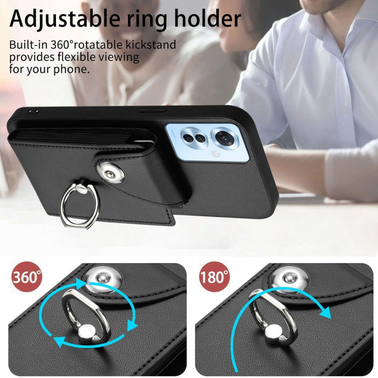 For OPPO Reno11 F Thai Version Organ Card Bag Ring Holder PU Phone Case