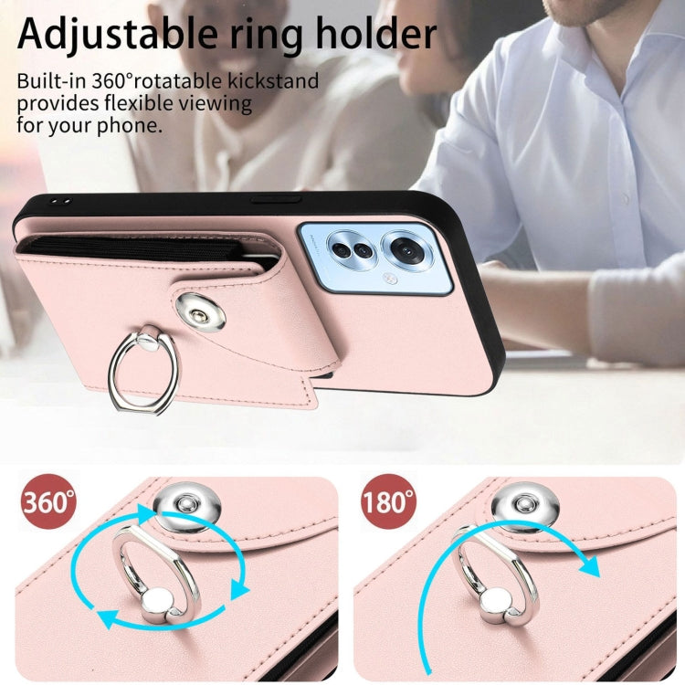 For OPPO Reno11 F Thai Version Organ Card Bag Ring Holder PU Phone Case