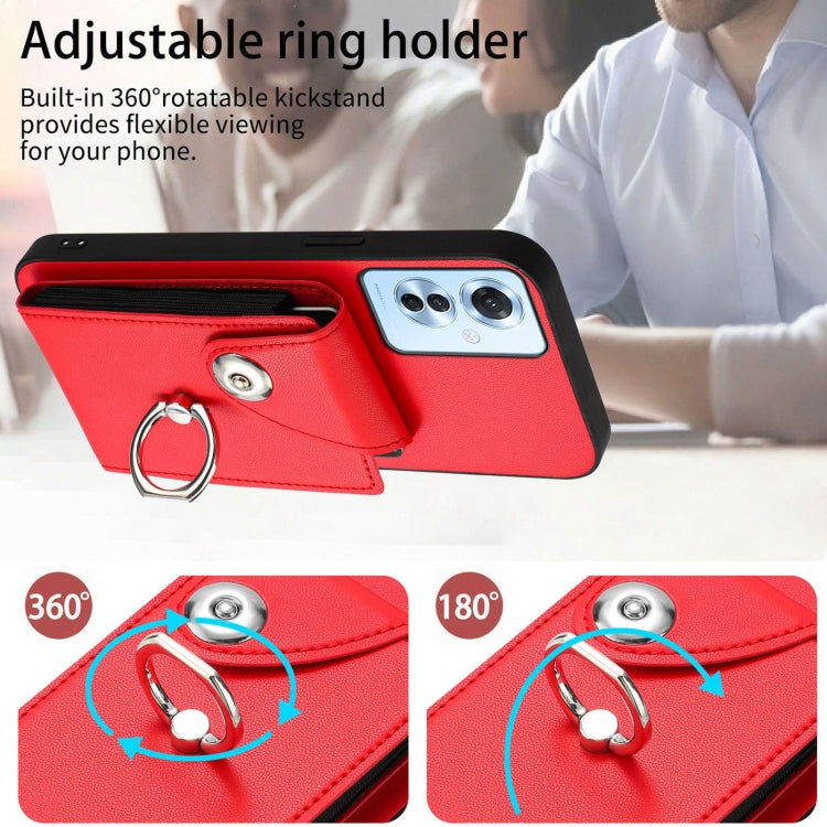 For OPPO Reno11 F Thai Version Organ Card Bag Ring Holder PU Phone Case