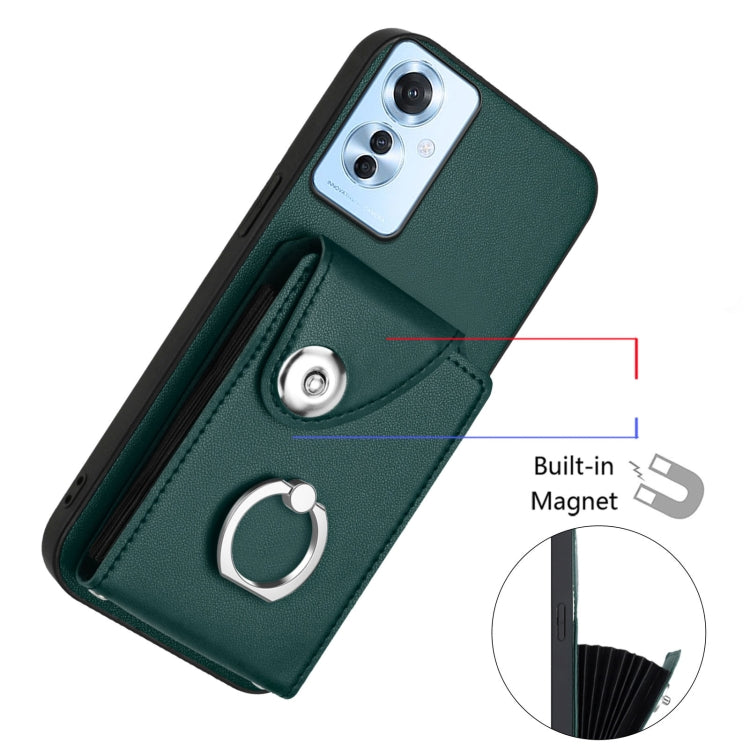 For OPPO Reno11 F Thai Version Organ Card Bag Ring Holder PU Phone Case
