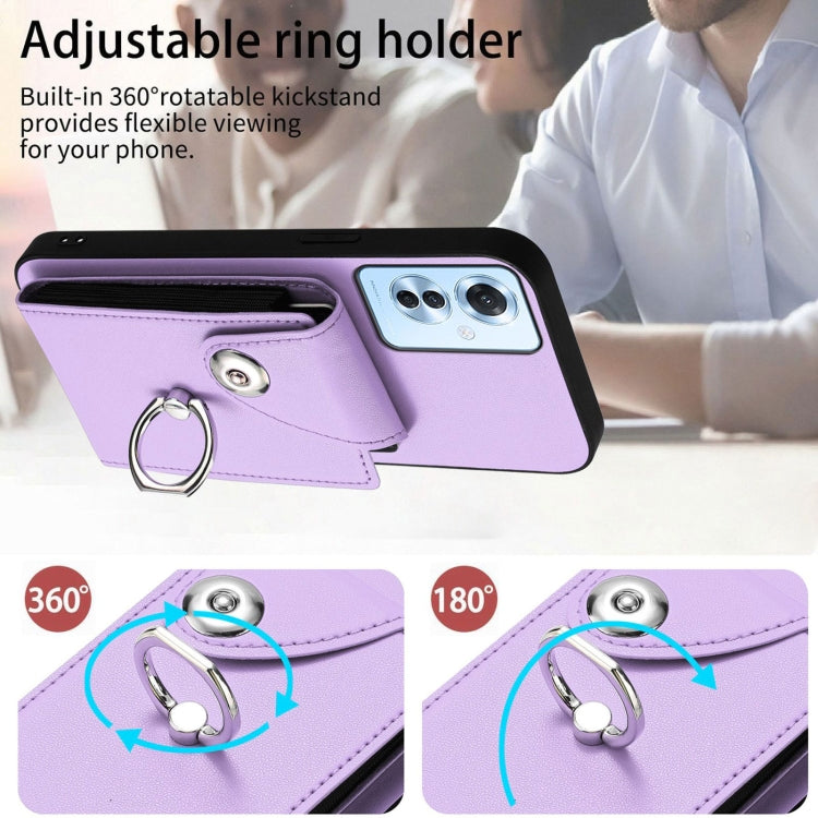 For OPPO F25 Pro 5G India Organ Card Bag Ring Holder PU Phone Case