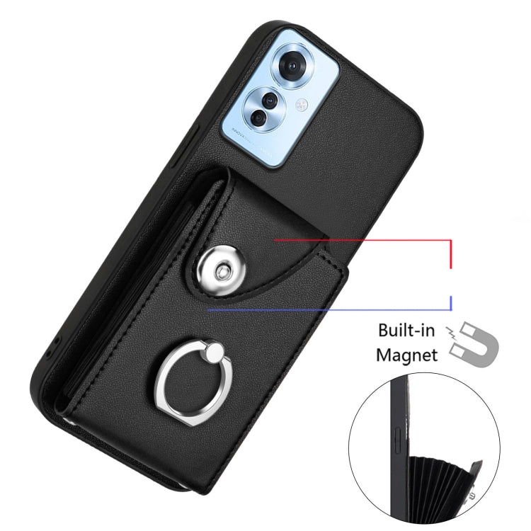For OPPO F25 Pro 5G India Organ Card Bag Ring Holder PU Phone Case