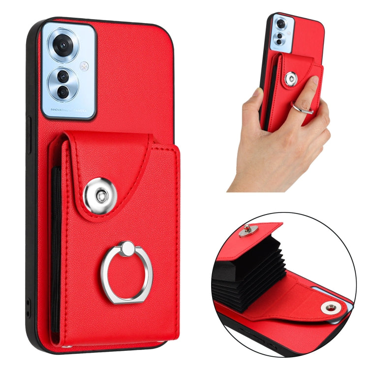 For OPPO F25 Pro 5G India Organ Card Bag Ring Holder PU Phone Case