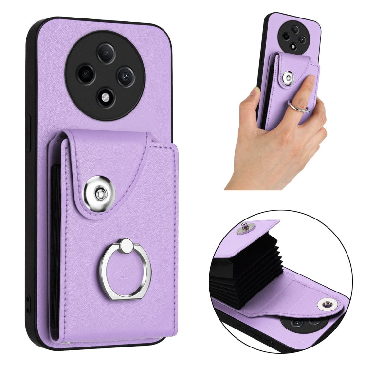For OPPO A3 Pro 5G Organ Card Bag Ring Holder PU Phone Case