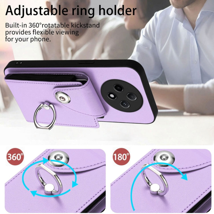 For OPPO A3 Pro 5G Organ Card Bag Ring Holder PU Phone Case