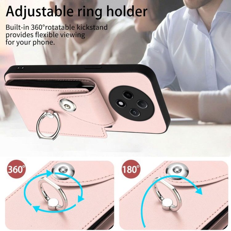 For OPPO A3 Pro 5G Organ Card Bag Ring Holder PU Phone Case