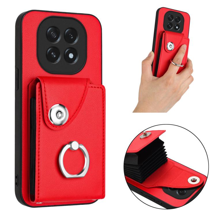 For OPPO A5 4G / F29 5G Organ Card Bag Ring Holder PU Phone Case