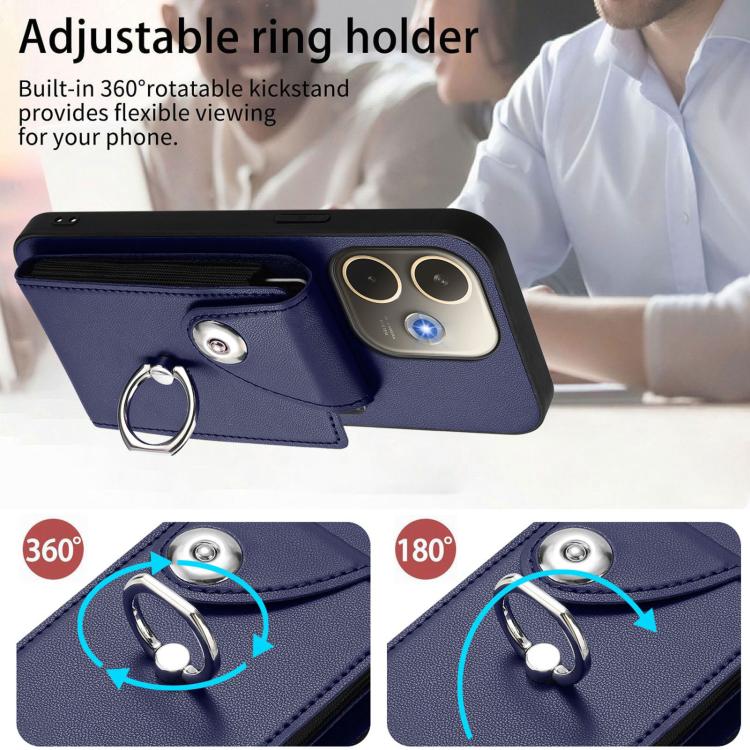For OPPO A5 Energy / A5 Pro Global Organ Card Bag Ring Holder PU Phone Case