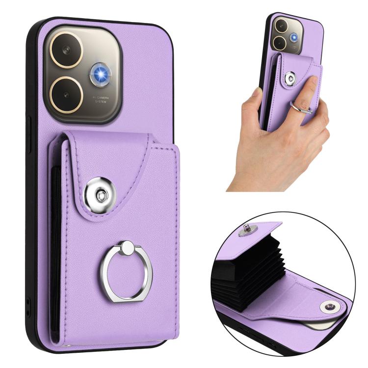For OPPO A5 Energy / A5 Pro Global Organ Card Bag Ring Holder PU Phone Case