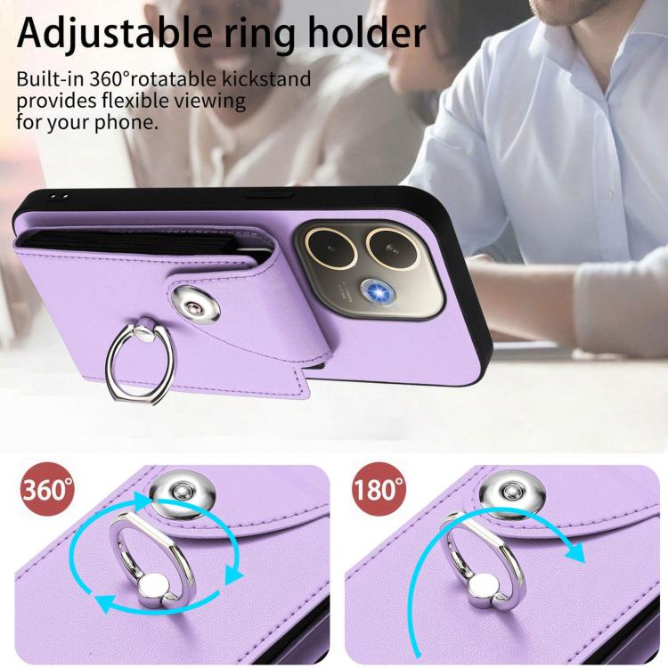 For OPPO A5 Energy / A5 Pro Global Organ Card Bag Ring Holder PU Phone Case