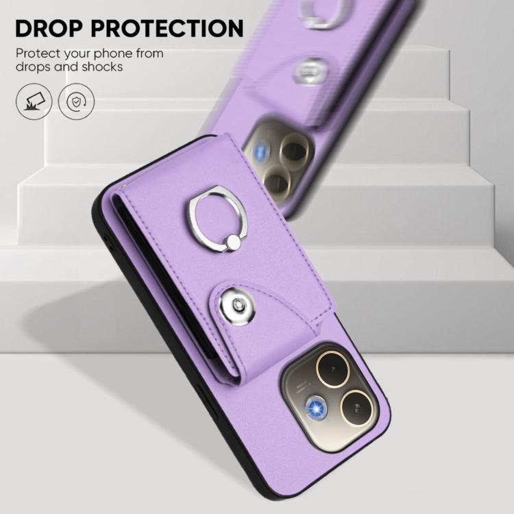 For OPPO A5 Energy / A5 Pro Global Organ Card Bag Ring Holder PU Phone Case