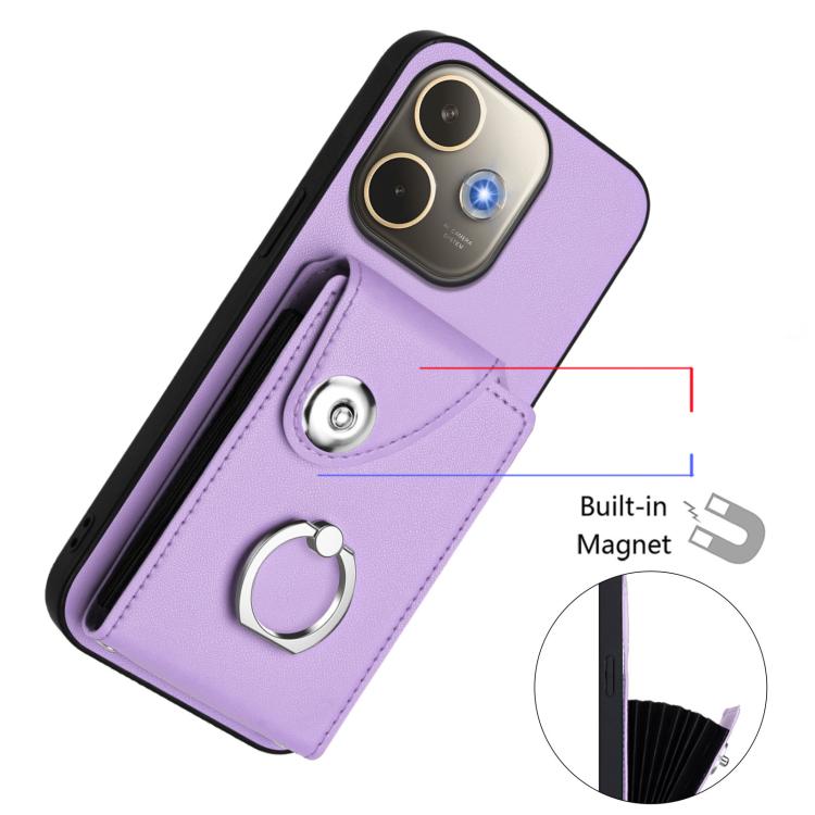 For OPPO A5 Energy / A5 Pro Global Organ Card Bag Ring Holder PU Phone Case