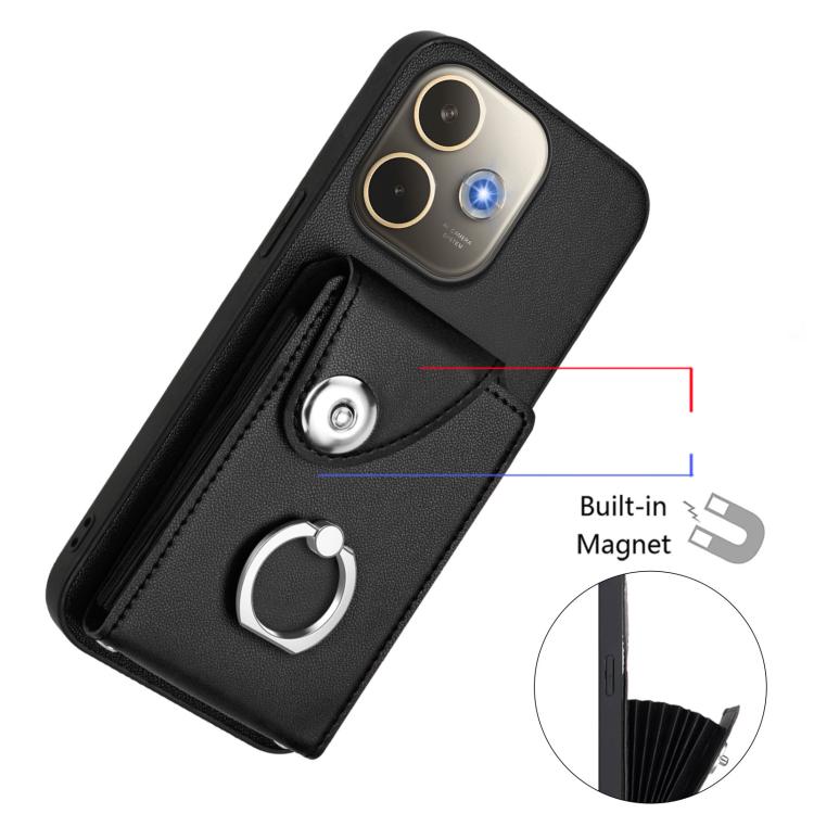 For OPPO A5 Energy / A5 Pro Global Organ Card Bag Ring Holder PU Phone Case