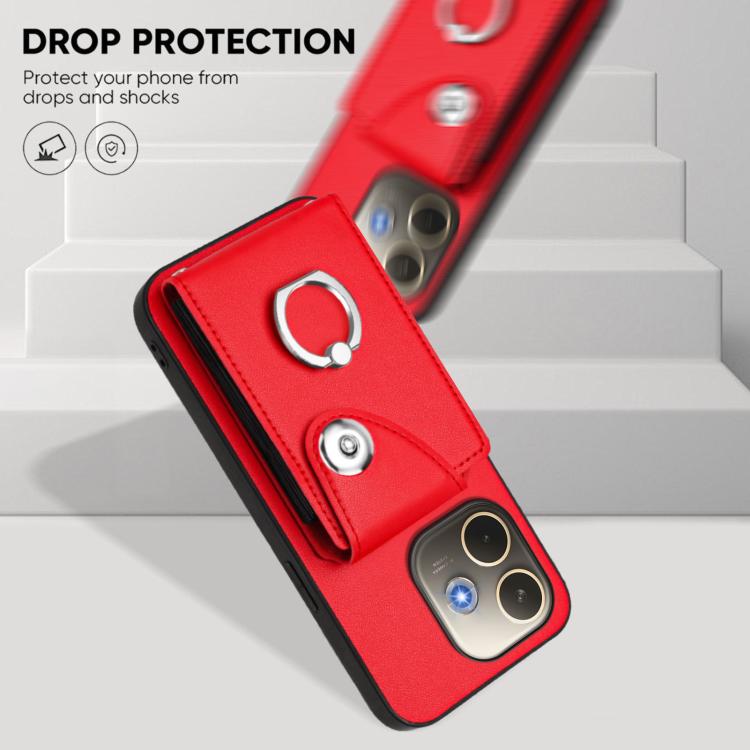 For OPPO A5 Energy / A5 Pro Global Organ Card Bag Ring Holder PU Phone Case