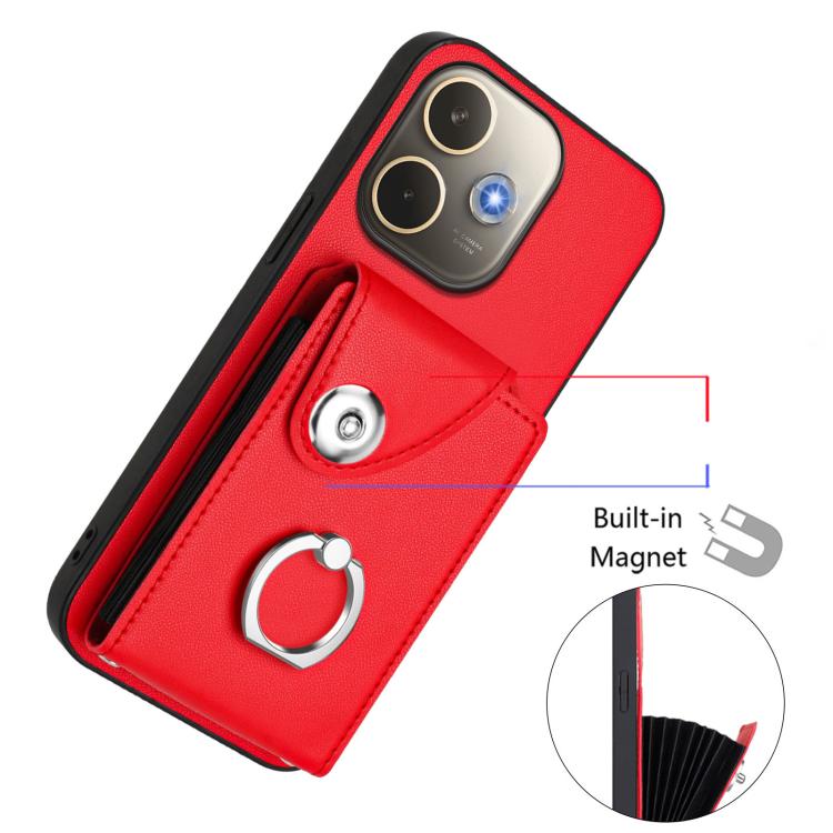 For OPPO A5 Energy / A5 Pro Global Organ Card Bag Ring Holder PU Phone Case