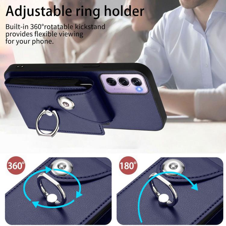 For OPPO Reno12 Pro Global Organ Card Bag Ring Holder PU Phone Case