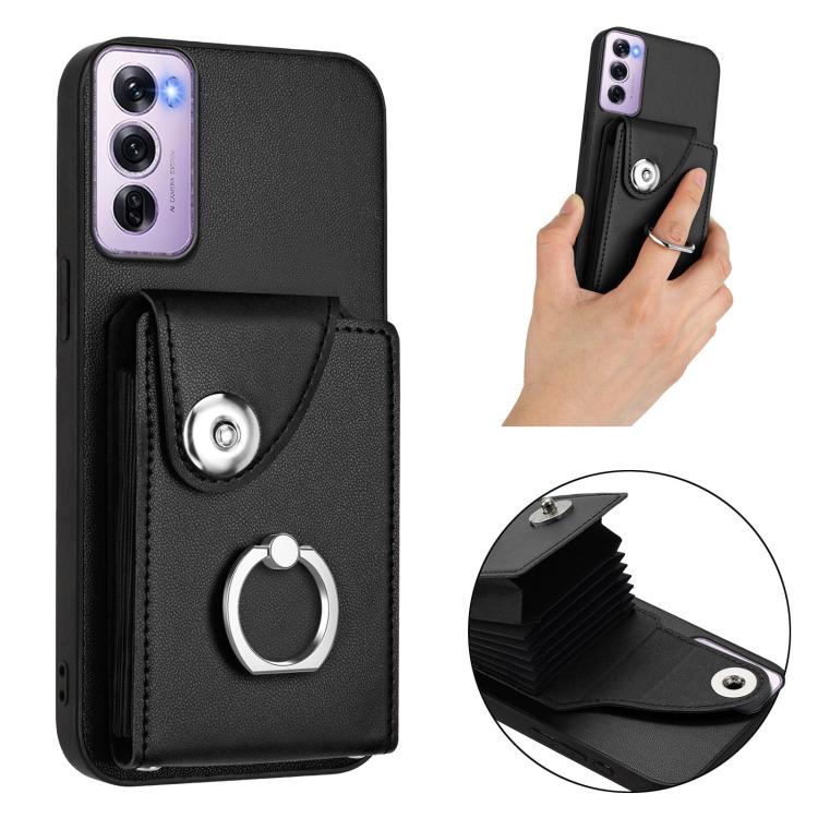 For OPPO Reno12 Pro Global Organ Card Bag Ring Holder PU Phone Case