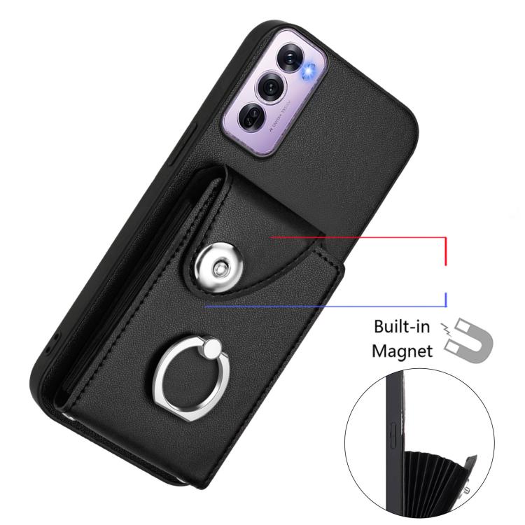 For OPPO Reno12 Pro Global Organ Card Bag Ring Holder PU Phone Case