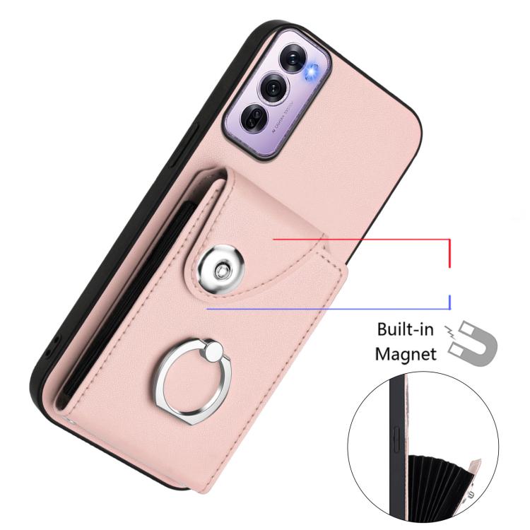 For OPPO Reno12 Pro Global Organ Card Bag Ring Holder PU Phone Case