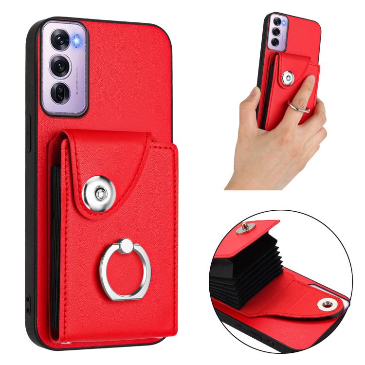 For OPPO Reno12 Pro Global Organ Card Bag Ring Holder PU Phone Case
