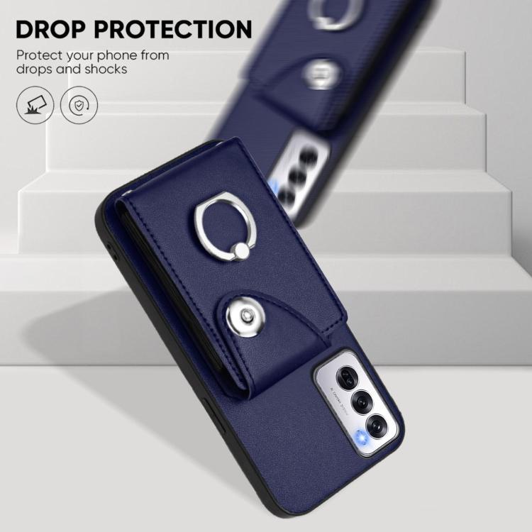 For OPPO Reno12 Global Organ Card Bag Ring Holder PU Phone Case