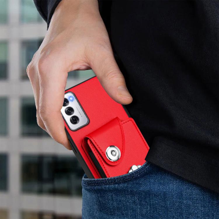 For OPPO Reno12 Global Organ Card Bag Ring Holder PU Phone Case