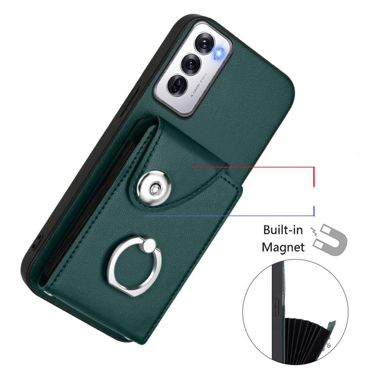For OPPO Reno12 Global Organ Card Bag Ring Holder PU Phone Case