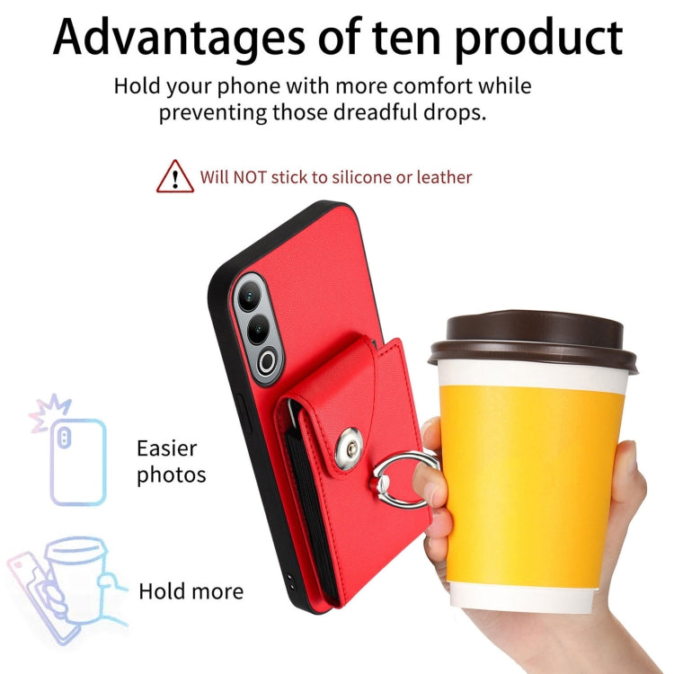 For OnePlus Nord CE4 Organ Card Bag Ring Holder PU Phone Case