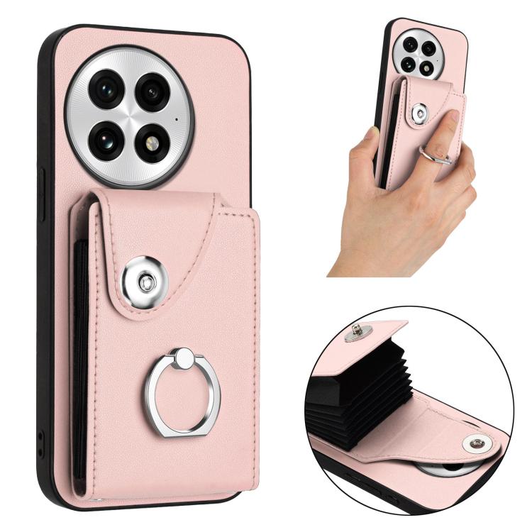 For OnePlus 13 5G Organ Card Bag Ring Holder PU Phone Case