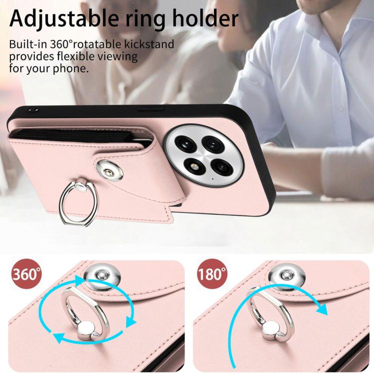 For OnePlus 13 5G Organ Card Bag Ring Holder PU Phone Case