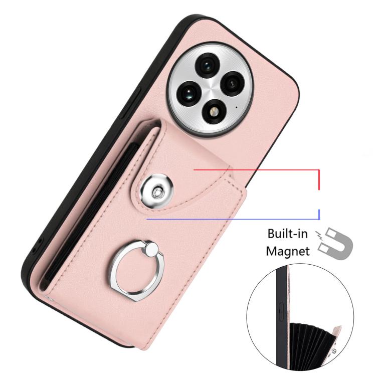 For OnePlus 13 5G Organ Card Bag Ring Holder PU Phone Case