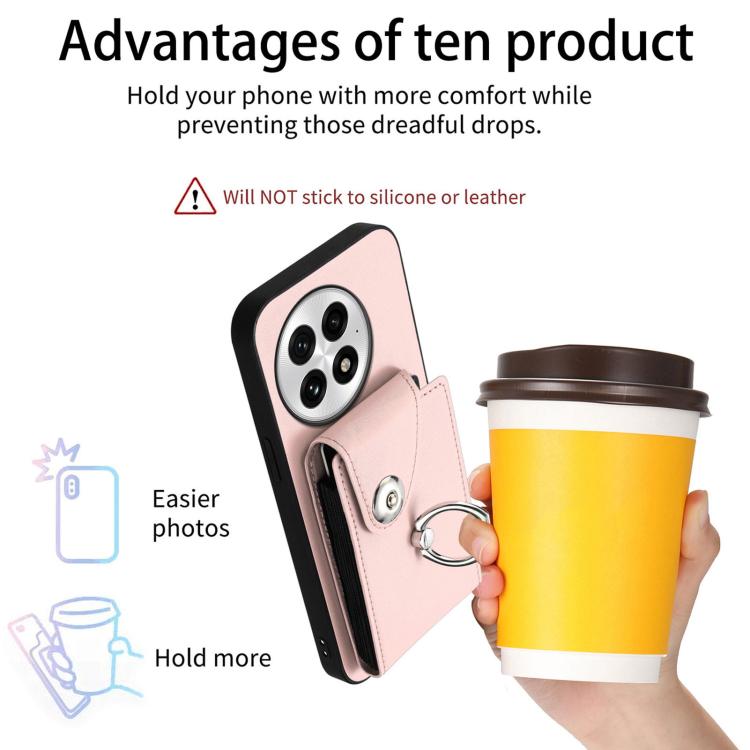 For OnePlus 13 5G Organ Card Bag Ring Holder PU Phone Case