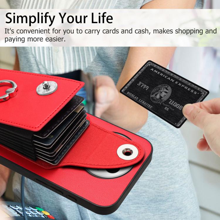 For OnePlus 13 5G Organ Card Bag Ring Holder PU Phone Case