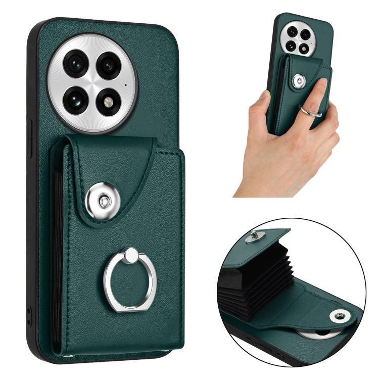 For OnePlus 13 5G Organ Card Bag Ring Holder PU Phone Case