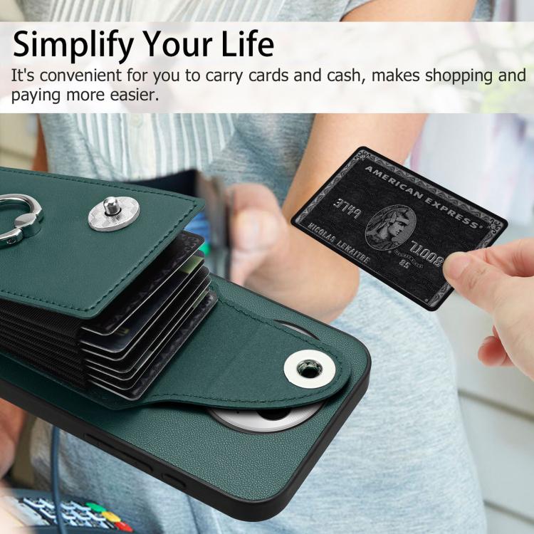 For OnePlus 13 5G Organ Card Bag Ring Holder PU Phone Case