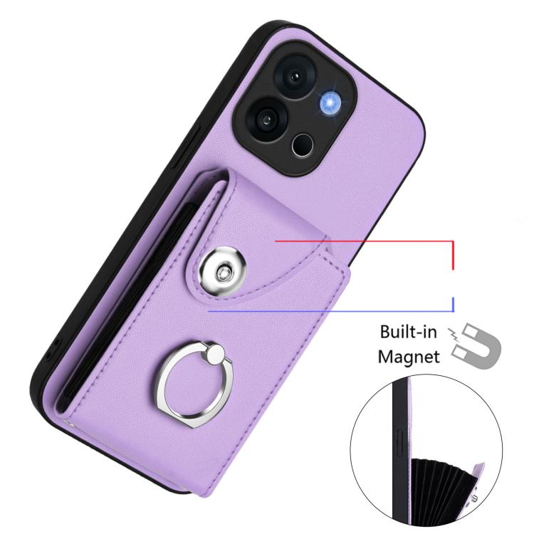 For OnePlus 13T Organ Card Bag Ring Holder PU Phone Case