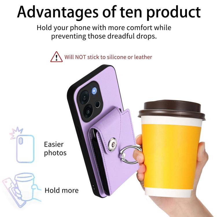 For OnePlus 13T Organ Card Bag Ring Holder PU Phone Case
