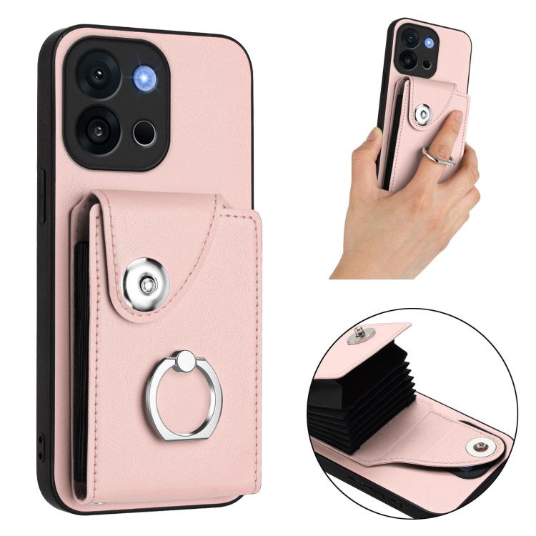 For OnePlus 13T Organ Card Bag Ring Holder PU Phone Case