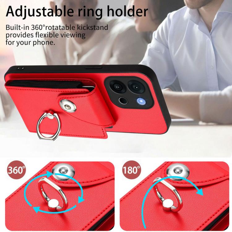 For OnePlus 13T Organ Card Bag Ring Holder PU Phone Case