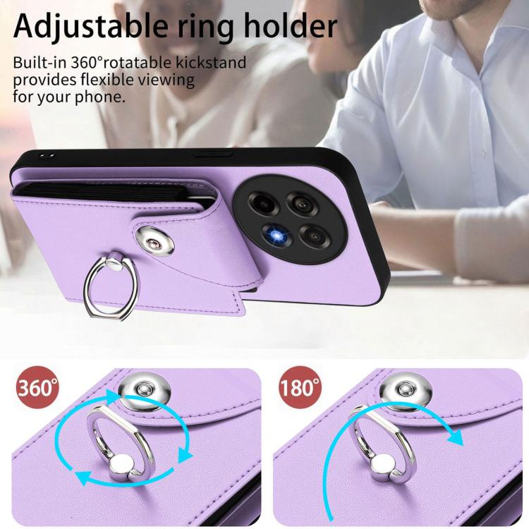 For OnePlus Ace 5 / 5 Pro / 13R Organ Card Bag Ring Holder PU Phone Case
