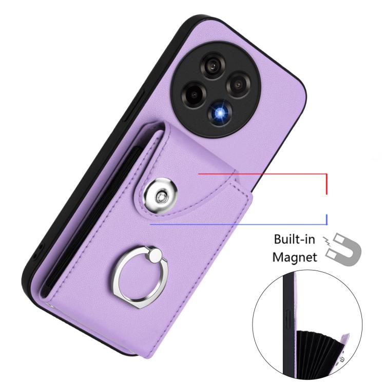 For OnePlus Ace 5 / 5 Pro / 13R Organ Card Bag Ring Holder PU Phone Case