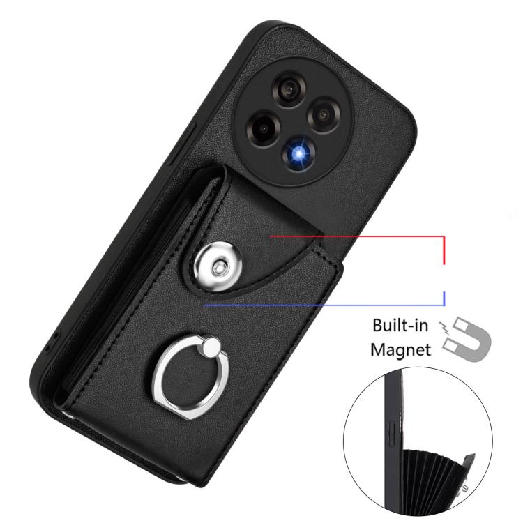 For OnePlus Ace 5 / 5 Pro / 13R Organ Card Bag Ring Holder PU Phone Case