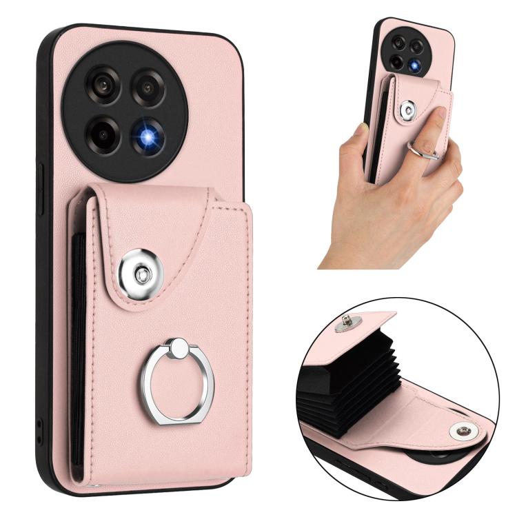 For OnePlus Ace 5 / 5 Pro / 13R Organ Card Bag Ring Holder PU Phone Case