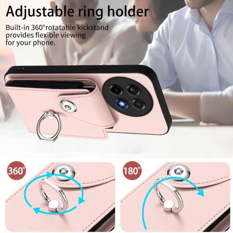 For OnePlus Ace 5 / 5 Pro / 13R Organ Card Bag Ring Holder PU Phone Case