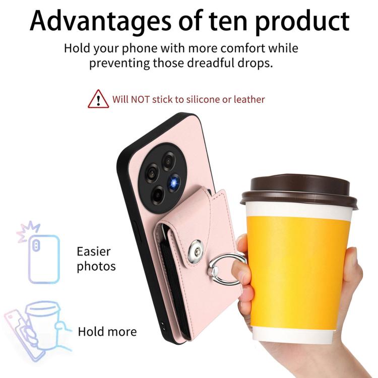 For OnePlus Ace 5 / 5 Pro / 13R Organ Card Bag Ring Holder PU Phone Case