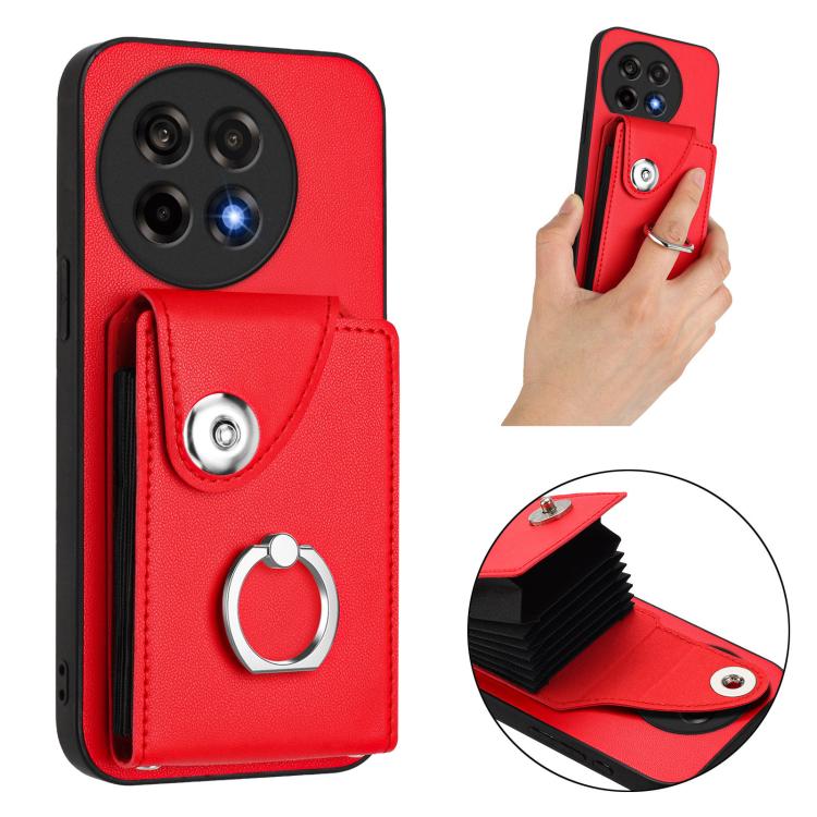 For OnePlus Ace 5 / 5 Pro / 13R Organ Card Bag Ring Holder PU Phone Case